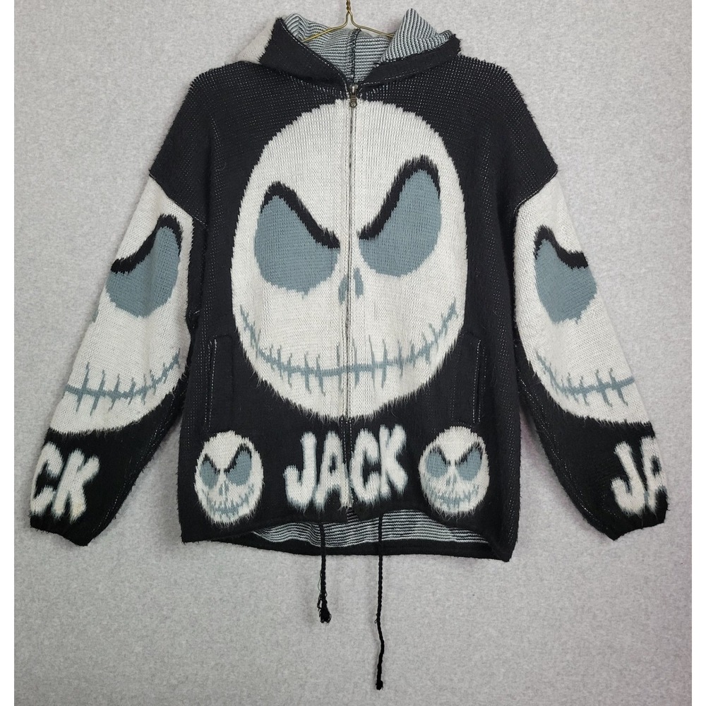 Tejidos Ruminahui Jack Skellington Zip Up Hoodie Knit Sweater Ecuador M‎